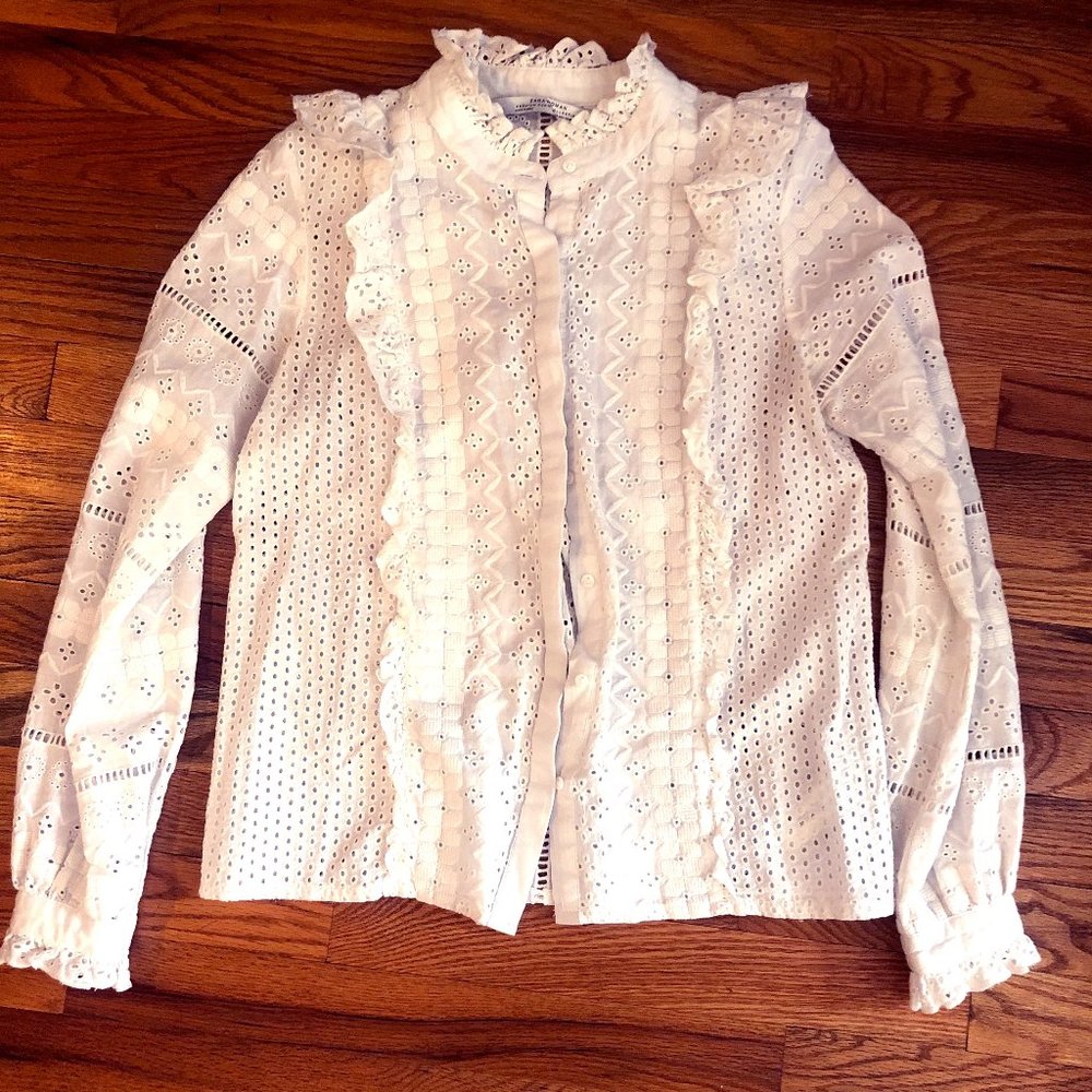 Zara white ruffle top